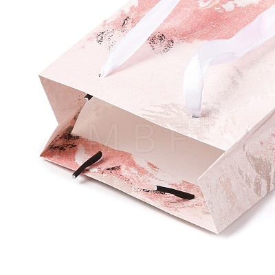 Flower Oil Painting Print Rectangle Paper Gift Storage Bags with Ribbon Handles ABAG-A011-01F-1
