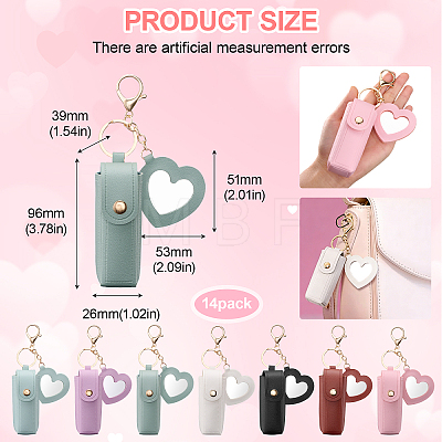 14Pcs 7 Colors PVC Leather Lipstick Keychain Holder KEYC-GO0001-23-1
