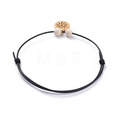 Unisex Adjustable Cowhide Cord Charm Bracelet Sets BJEW-JB04972-01-1