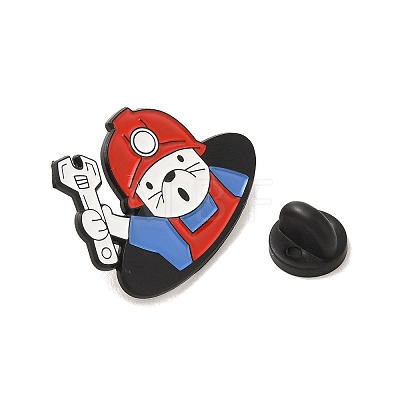 Fire Extinguishing Theme Black Alloy Enamel Pin Brooches JEWB-R272-03A-1