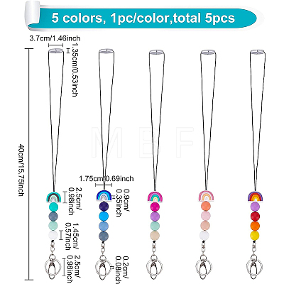5Pcs 5 Colors Rainbow Silicone Keychain KEYC-BC0001-09-1
