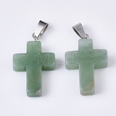 Natural Green Aventurine Pendants G-S358-002L-1