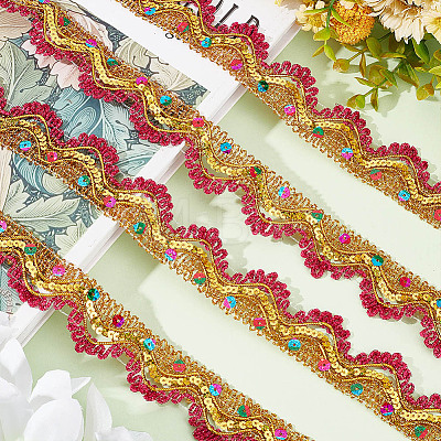 Metallic Polyester Lace Ribbon OCOR-WH0077-66A-1