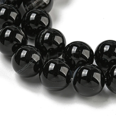 Natural Black Agate Beads Strands G-G391-10mm-01-1