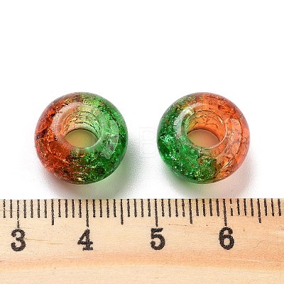 Two Tone Transparent Crackle Acrylic European Beads TACR-P009-B01-09-1