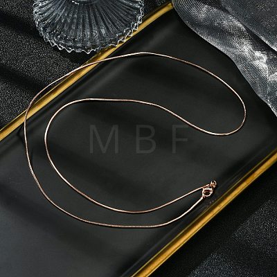 1mm Rack Plating Brass Square Snake Chain Necklaces for Women Men MAK-L044-18RG-1