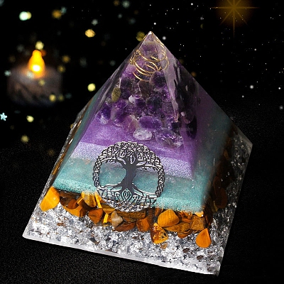 Tree of Life Orgonite Pyramid Resin Energy Generators PW-WG62626-01-1