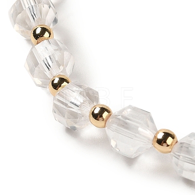 Faceted Natural Quartz Crystal Stretch Beaded Bracelets BJEW-P318-01G-02-1