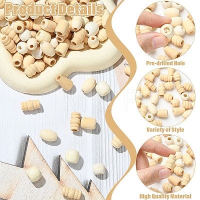 700 Pcs 7 Styles Unfinished Wood Beads WOOD-CJ0002-65-1