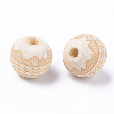 Unfinished Natural Wood European Beads WOOD-S057-015A-1