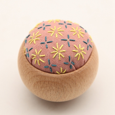 Flower Pattern Round Sewing Pin Cushions Embroidery Kits with Instruction for Beginners PW-WG79432-06-1