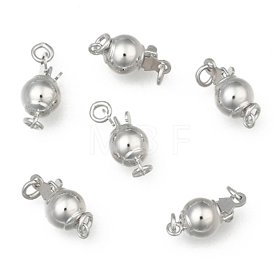 Platinum Plated 925 Sterling Silver Round Box Clasps X-H356-6mm-P-1