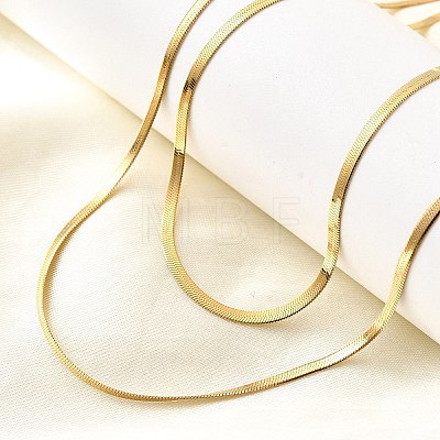 304 Stainless Steel Flat Snake Chain Double Chain Necklaces NJEW-Q039-01G-1