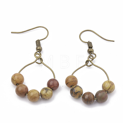 Natural Picasso Stone/Picasso Jasper Dangle Earrings EJEW-S202-011A-1