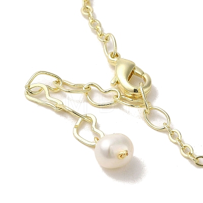 Flower Natural Pearl Link Bracelets BJEW-C051-28G-1
