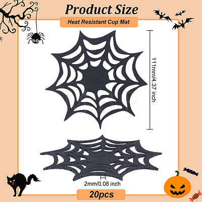 Spider Web Shape Felt Hot Pads for Halloween AJEW-WH0368-09-1