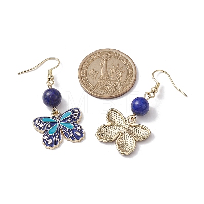 Alloy Enamel Butterfly Dangle Earrings EJEW-JE05648-02-1