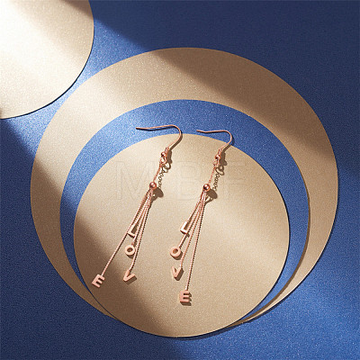 SHEGRACE Titanium Steel Chain Tassel Earrings JE882A-1