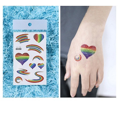 Pride Rainbow Flag Removable Temporary Tattoos Paper Stickers PW-WG41952-02-1