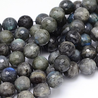 Natural Labradorite Round Bead Strands G-O094-06-16mm-1