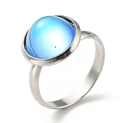 K9 Glass Flat Round Finger Ring RJEW-G253-02B-P-1