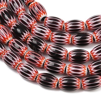 Handmade Millefiori Glass Oval Bead Strands LK-Z001-01B-B-M-1