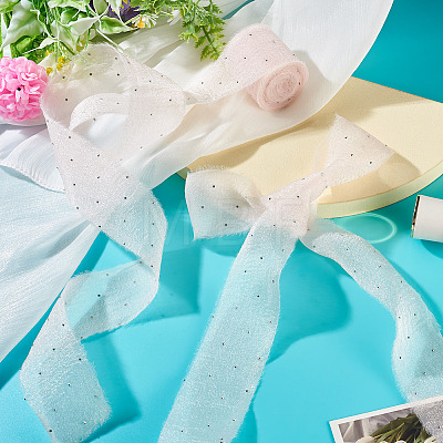 2Rolls Polyester Hot-fix Rhinestone Raw Edges Ribbon OCOR-TA0003-95F-1