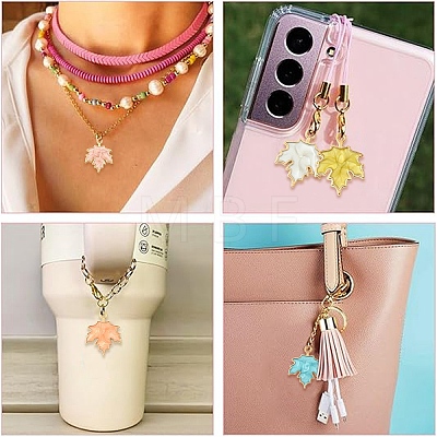 10Pcs 5 Colors Autumn Theme Zinc Alloy Pendants ENAM-YW0005-10-1