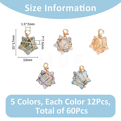 60Pcs Wire Wrapped Electroplate Glass Pendants PALLOY-FH0008-76A-1