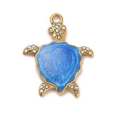 304 Stainless Steel Rhinestone Pendants STAS-P417-01G-01-1