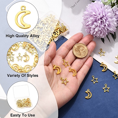 50Pcs 2 Styles Tibetan Style Alloy Charms TIBEP-FS0001-29AG-1
