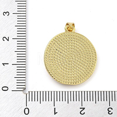 Rack Plating Brass Pave Shell Flat Round Pendants KK-Z063-11G-03-1