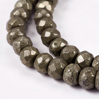 Natural Pyrite Beads Strands G-L051-6x4mm-01-1