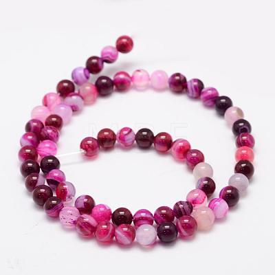 Natural Striped Agate/Banded Agate Bead Strands G-K155-A-4mm-02-1
