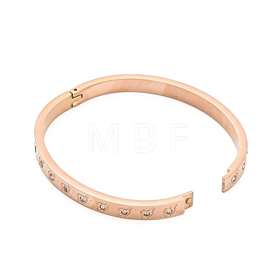 Ion Plating(IP) 304 Stainless Steel Bangle with Rhinestone BJEW-Q768-01RG-1