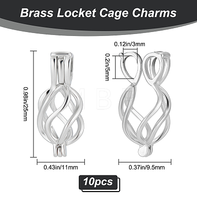 10Pcs Hollow Brass Locket Pendants FIND-BBC0002-53-1