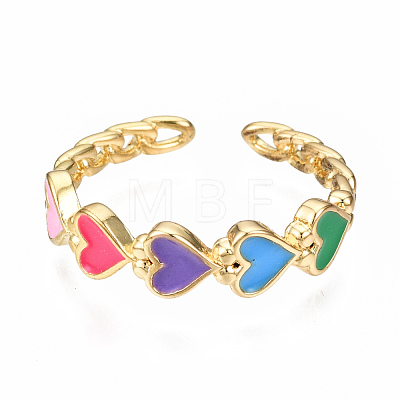 Brass Enamel Cuff Rings RJEW-N035-041-NF-1