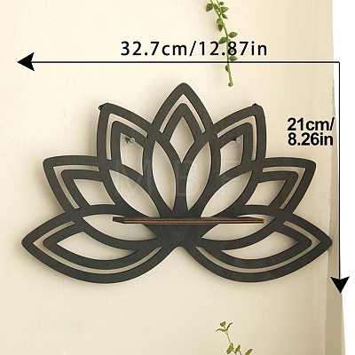 Wooden Lotus Shelf for Crystals PW-WG03784-01-1