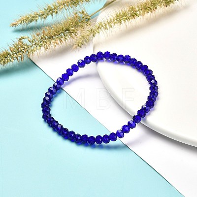 Faceted Glass Rondelle Beads Stretch Bracelet for Kid BJEW-JB06807-05-1