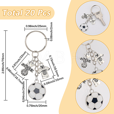 20Pcs Alloy Enamel Football Keychain KEYC-SC00001-1