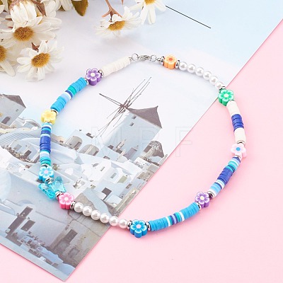 Handmade Polymer Clay Beaded Necklaces for Kids NJEW-JN03376-1