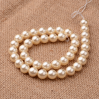 Polished Round Grade A Shell Pearl Bead Strands BSHE-M027-12mm-24-1