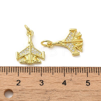 Rack Plating Brass Micro Pave Clear Cubic Zirconia Pendants KK-O017-03G-1