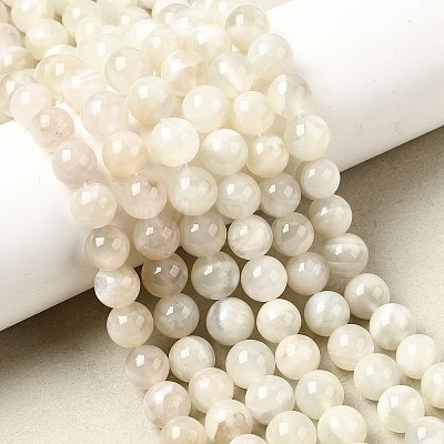 Natural White Moonstone Beads Strands G-F674-08-8mm-01-1