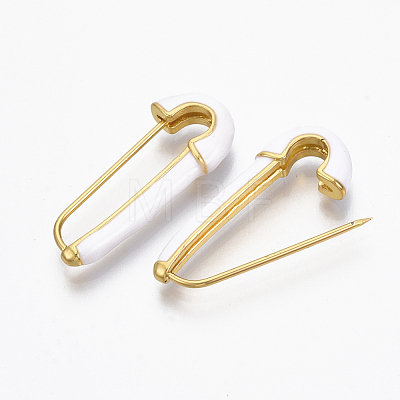 Brass Enamel Safety Pins Earrings JEWB-R015-01-NF-1