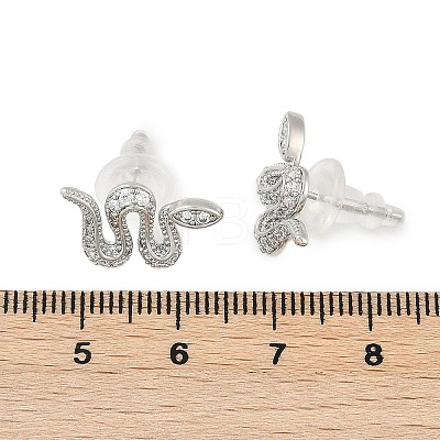 Brass Micro Pave Clear Cubic Zirconia Stud Earrings EJEW-P301-17P-1