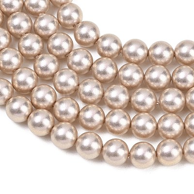 Frosted Glass Pearl Beads Strands GLAA-A044-08A-12-1