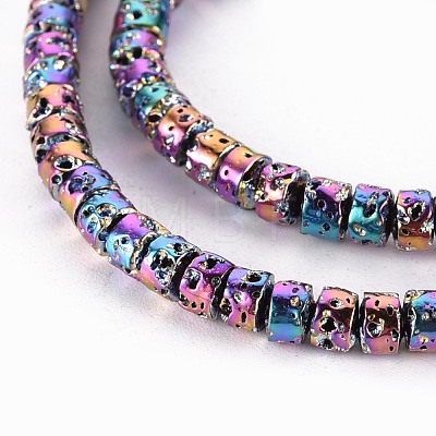 Electroplated Natural Lava Rock Beads Strands G-T114-68E-1