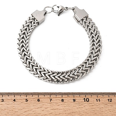 201 Stainless Steel Diamond-Cut Wheat Chain Bracelets for Men STAS-T077-07P-1