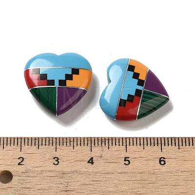 Assembled Synthetic Turquoise & Malachite & Synthetic Mixed Stone Heart Beads G-B059-05-1